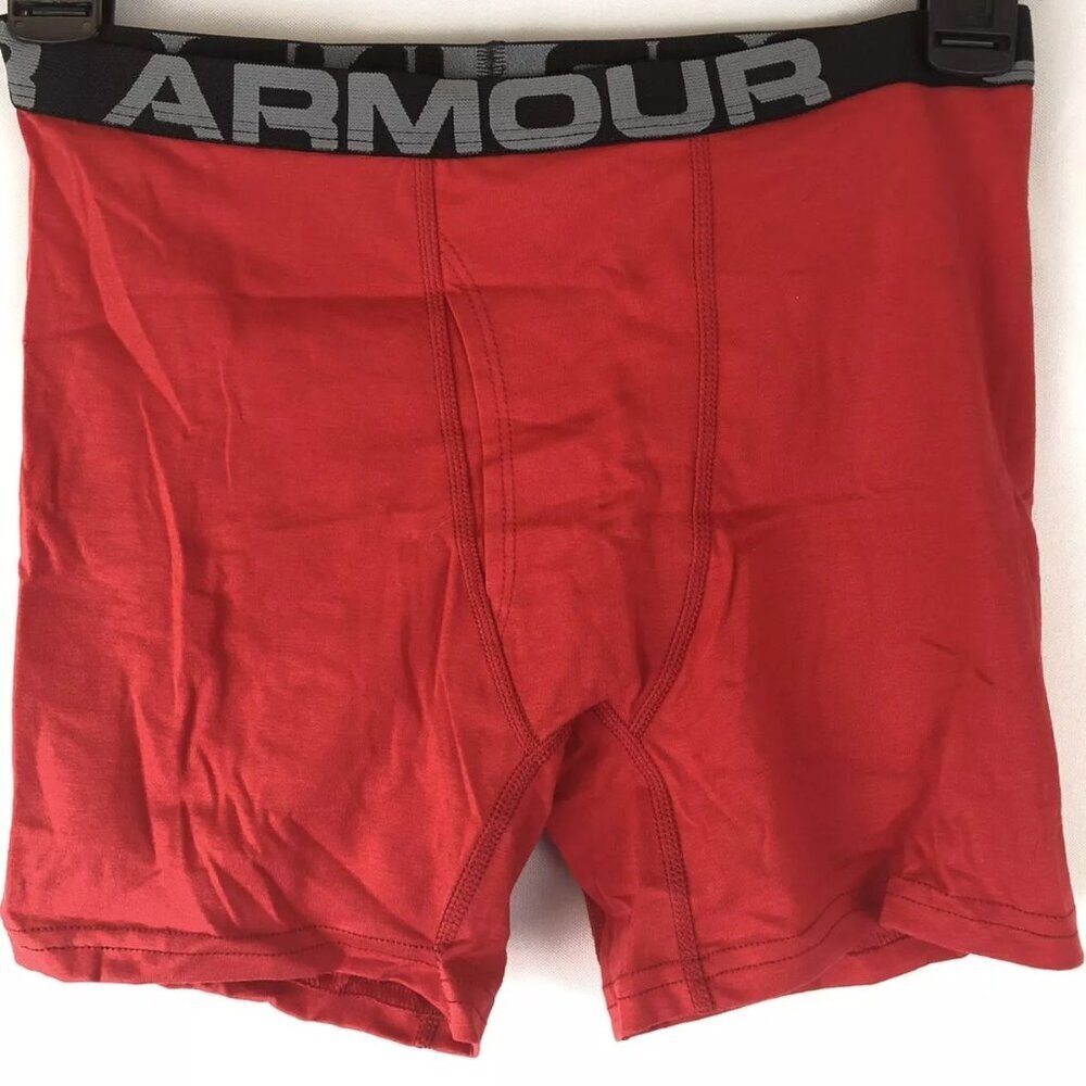 Under Armour Boys’ Big Charged Cotton Stretch Boxers, 4-Pack, Black, Red, Size L